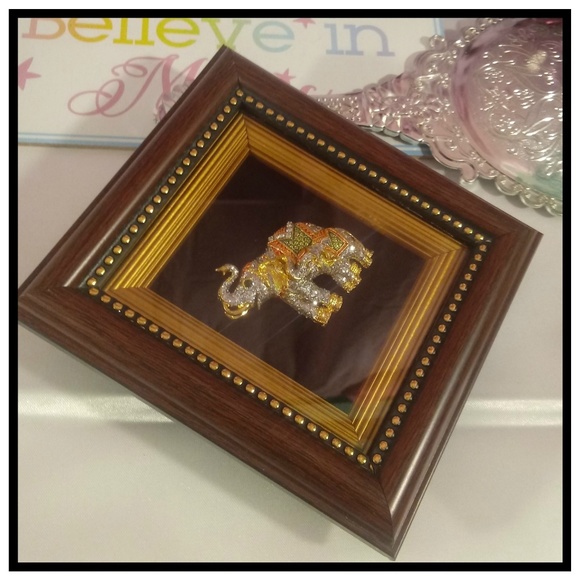 Elephant picture shadow box imported from India 3d - Picture 2 of 6